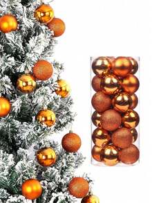 24 piezas Bolas colgantes para árbol de Navidad, Bolas colgantes de Navidad color rosa, Bolas de Navidad, Decoración de árbol de Navidad, Para fiesta de boda navideña, Navidad, Vacaciones, Decoración de habitación, Decoración navideña del hogar, Decoración navideña de la casa, Decoración del hogar de otoño - Varios estilos - Ver 8