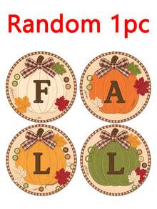 1/4/8件組 Hello Fall 南瓜木製杯墊套組，格紋蝴蝶結楓葉字母仿縫線圓形飲料杯墊，耐熱桌面保護墊，鄉村風感恩節農舍餐桌裝飾，秋季喬遷禮物 - 橘色 - 查看 12