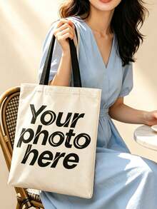 Customizable Blank Canvas Tote Bag, Reusable Shopping Bag, Personalized Logo Printing, Lightweight Commuter Tote Bag, Suitable For Daily Use - Multicolor - View 6