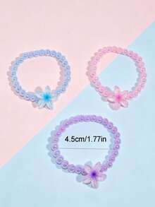 3pcs/Set Kids Cute Floral Beaded Bracelet Set, Suitable For Kids Spring/Summer Vacation, Daily Wear, Party, Kids Birthday Gift - Multicolor - View 3