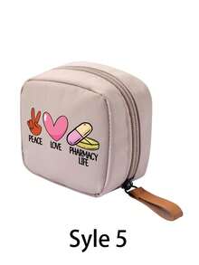 Portable Mini Makeup Bag, Accessory Storage Bag, Medicine Bag, Makeup Bag With "Pill" Pattern, Medicine Storage Bag, Compact Pill Organizer And First Aid Kit Suitable For Daily Use, Outdoor Activities, Dorm Portable Medicine Storage | Multi-Functional Fabric Emergency Kit, Suitable For Health-Conscious Use Anytime Anywhere, Suitable For Travel, Outdoor Activities, Birthday Gifts, Holiday Souvenirs, Back To School Gifts, Graduation Gifts - Multicolor - View 14