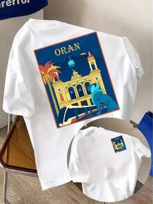 T-shirt 3D <   Histoires de la ville cachée >     "Orlando Architectural Print" Mode masculine se transforme instantanément en style C, T-shirt unisexe, style Y2K, vêtements d'été, hauts d' - Blanc - Voir 1