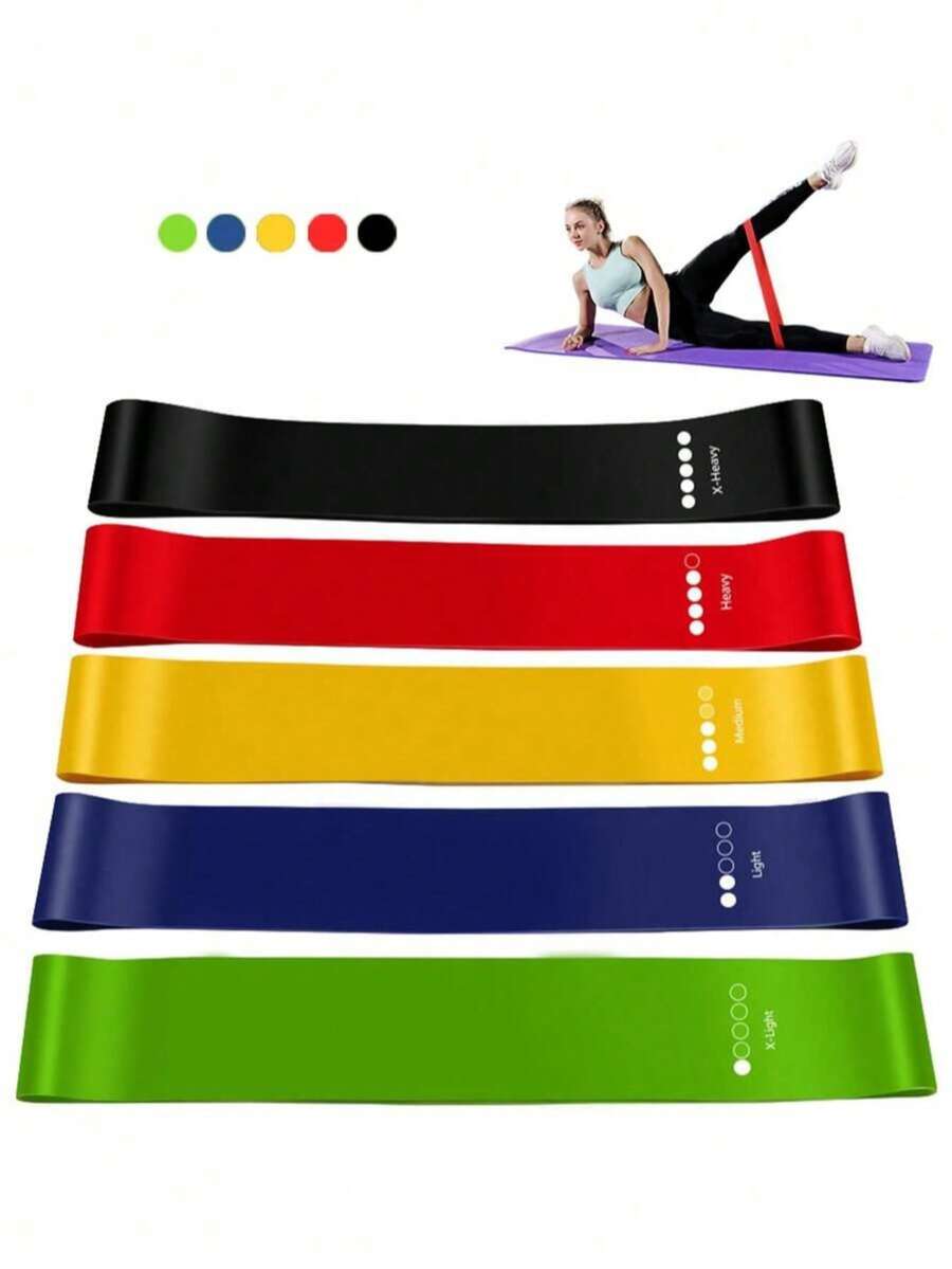 5pcs Resistance Band Set, For Squats, Yoga, Fitness Strength Training - Multicolor - View 1