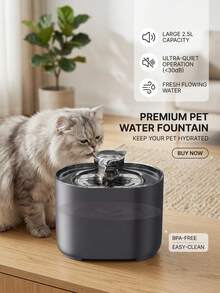 PETSIN 2.2L/74.5 Fl Oz/0.58 Gallon Automatic Flower Fountain Style Pet Water Dispenser With Quiet Water Pump, Suitable For Medium & Small Cats And Dogs, Replacement Pump Available Separately - Dark Grey - View 2