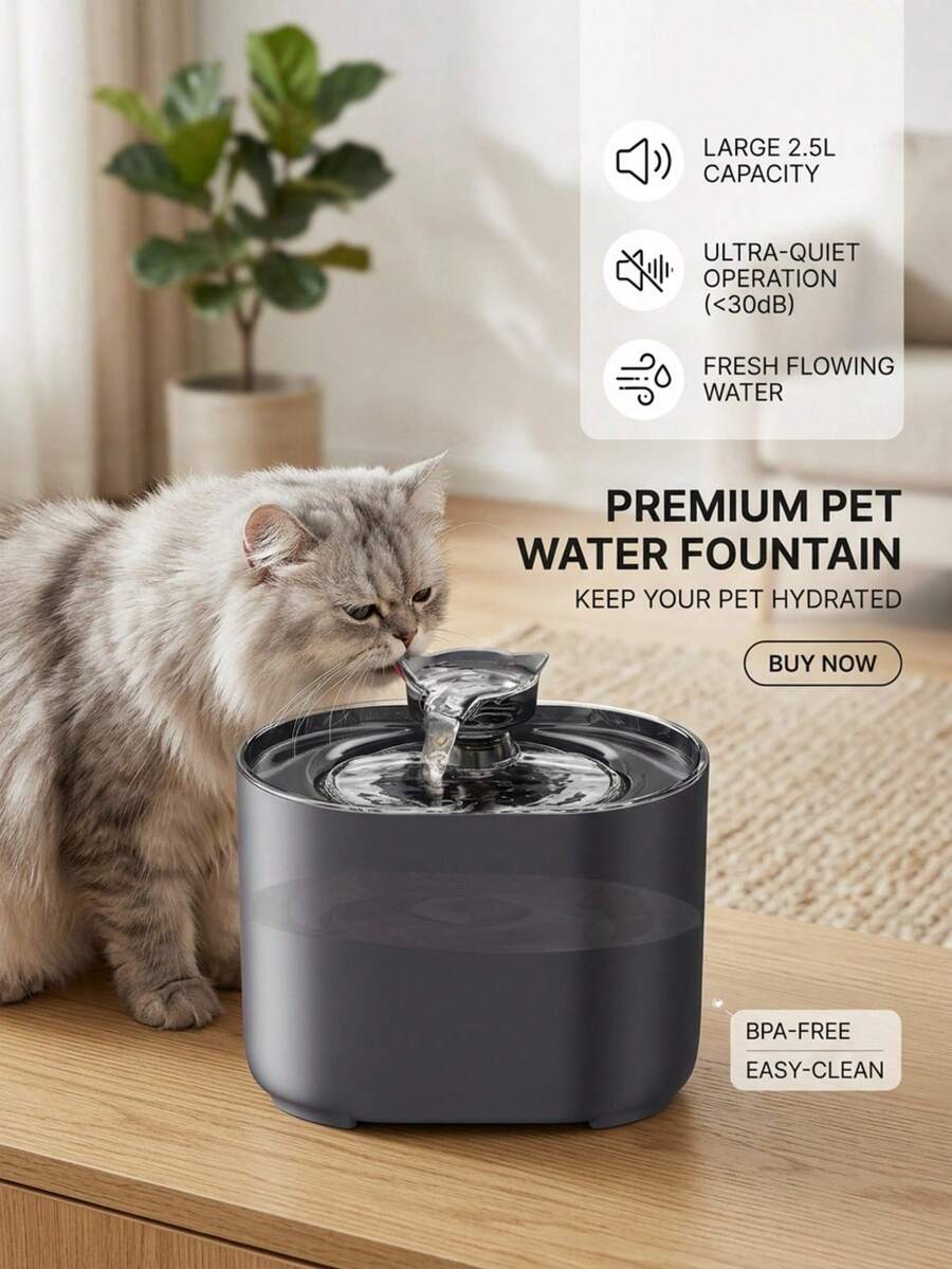 PETSIN 2.2L/74.5 Fl Oz/0.58 Gallon Automatic Flower Fountain Style Pet Water Dispenser With Quiet Water Pump, Suitable For Medium & Small Cats And Dogs, Replacement Pump Available Separately