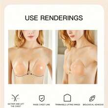 1pc/2pcs Silicone Teardrop-Shaped Lift-Up Breast Petals For Wedding Dress, Push-Up Invisible Nipple Covers For Camisole Dress, Anti-Sagging - Beige - View 8