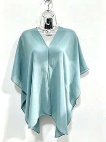 Chic Party Cape One-Shoulder Soft Fabric With Sophisticated Drape For Dinners And Events - 薄荷藍 - 查看 1