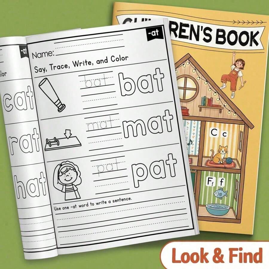 Read Trace And Write Notebook, Look And Find Phonics Learning Journal With Word Family Practice Pages - Word Family Activities - View 1