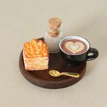 5pcs/Set Miniature Food Play Set Afternoon Tea Coffee Bread Model Dollhouse Accessories Photography Props Scene Decor Desktop Miniatures - Multicolor - View 7