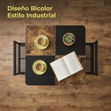 Mesa de Bar de 2 Niveles, Mesa Alta Tipo Bar, Mesa para Cafe Bicolor, 90cm Barra De Cocina, Mesas de Restaurante Desayunador Son Adecuadas para El Salón, El Balcón y la Cocina Sin Sillas - Multicolor - Ver 6