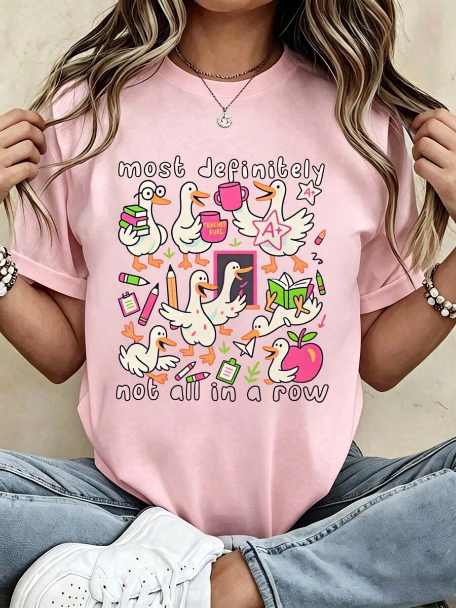 Silly Goose Teacher Club Shirt, Funny Teacher Club T-Shirt, Cute Back To School Tee, Teacher Appreciation Gift, Funny Gift For Teacher.Jpg - 粉色 - 查看 1
