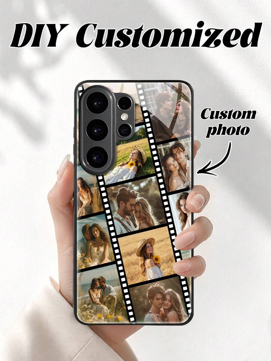 Funda de teléfono personalizada de verano 1 pieza con foto de Navidad personalizada para familia, amigos y mascotas, rompecabezas de 6 cuadrículas de alta definición, carcasa personalizada compatible con Samsung S26 Ultra/S26/S24 Ultra/A56/A55/S24 FE/S25/S25 Plus/S25 Ultra/A15/A17 Android, compatible con iPhone 17 Pro Max/16 Pro Max/15 Pro Max/14 Pro Max, apta para niños y niñas, antimanchas, de moda, linda - Negro - Ver 1