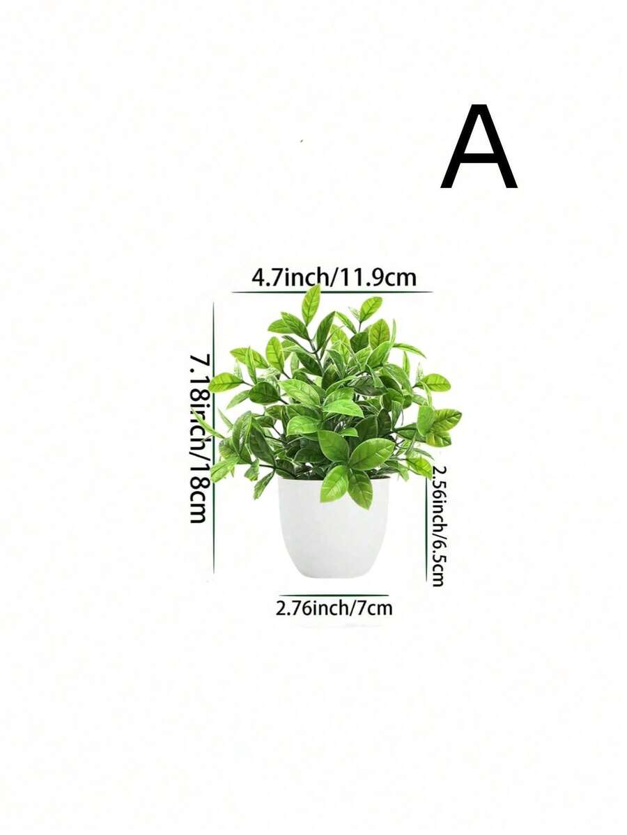 4pcs Set Artificial Plants With Pots, Small Artificial Plants For Indoor Home Decor, Suitable For Windowsill, Bathroom, Wall, Office Desk, Kitchen, Farmhouse Style Decoration, Valentine's Day Party Decor - Green - View 1