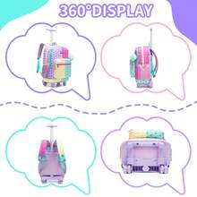 3Pcs Girls Rolling Backpack With Crossbody Bag Cute Print Wheeled School Bag For Girls, Lightweight Trolley Bookbag For Back To School - Girls' Rolling Bag - View 6