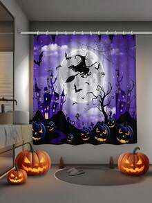 1/4pcs Halloween Flying Witch Horror Castle Shower Curtain Set, With 12 Hooks Waterproof Polyester Bath Curtain, Bathroom Curtain, Privacy, Thickened, Durable Quick Dry, 180*180cm Size - A - View 15