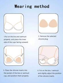 1 Pair Double-Sided Self-Adhesive Thickened Invisible Breast Pads, Small Chest Enhancing Inserts For Bras And Bikini Swimwear - Multicolor - View 8