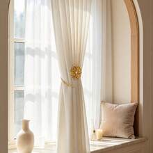 2pcs Alloy Curtain Buckles Hollow Design Leaf & Flower Decor Curtain Tie Backs Floral Curtain Clips Window Decoration - 2pcs - View 6