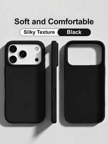 VRNOEI New Luxury Black Phone Case, Compatible With IPhone 17, 16, 15, Pro 14 Plus 13, 12, 11, 17 Pro Max Air Plus, Anti-Drop Smooth Protective Shell, Durable, Minimalist Design, Premium Material - Black - View 2