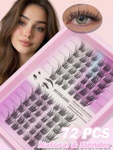 72PCS Natural Slender Wispy Lash Clusters Thin Pointed Individual Eyelashes Light Segmented DIY False Lash Extensions Daily Soft Natural Eye Makeup - C - View 1