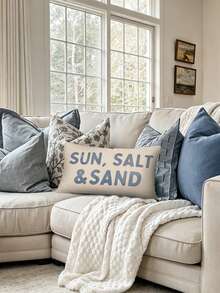 1pc Coastal Beach Seashell Pillow Cover, Coastal Beach Room Decor, Preppy Blue Seashell Nautical Ocean Beachy Decorative Lumbar Pillow Covers For Home Bedroom Living Room (Single Side, No Pillow Core) - 12*20英寸 - 查看 2