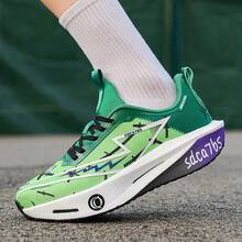 1 Pair Men's Sporty Graffiti Print Running Shoes - Green - View 12
