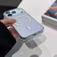 1pc Glitter Magnetic Phone Case Compatible With IPhone 17 Pro, High Transparency PC Shell For Apple 17 Air, 16 Pro Max Protective Case - Clear - View 3