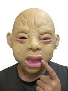 1pc Halloween Funny Crying Face Mask, Latex Crying Head Cover, Cosplay Party Costume Prop - A - View 4