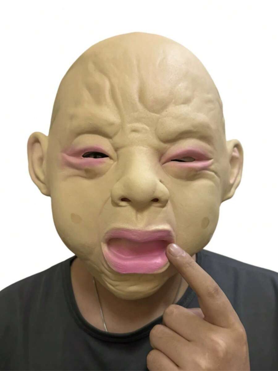 1件萬聖節趣味哭臉面具 乳膠哭泣頭套 Cosplay 派對服裝道具 - A - 查看 1