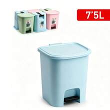New Square Trash Can For Home Use, With Lid, Suitable For Bedroom And Bathroom, 2026, Large Capacity, Foot-Operated Trash Can. - View 8
