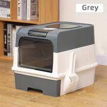 Enclosed Cat Litter Box With Front Door And Top Exit, Drawer Design And Scoop, Odor Control And Leak-Proof, Provides Spacious Indoor Space For Cats - Extra Large - View 9