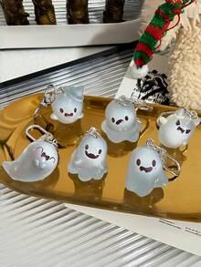 Luminous Ghost Keychain, Halloween Cute Glow In The Dark 3D Figure Bag Charm, 6 Styles Cartoon Spirit Pendant Key Ring Gift - Multicolor - View 6