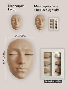 Eyelash Model Head, Silicone Realistic Face Training Skin, Beauty Eyelash Extension Practice Makeup Facial Care Tool - Multicolor - View 4