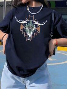 Women T-Shirts - 深藍色 - 查看 2