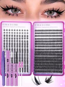 480/320pcs Fairy Style Cluster False Eyelashes, Cartoon Eyelash Extensions, Delicate Natural Invisible Eyelash Band, Waterproof, Home DIY Eyelash Extensions, Cluster False Eyelashes, Single False Eyelashes, Natural Style Vs. Voluminous Style - Multicolor - View 10