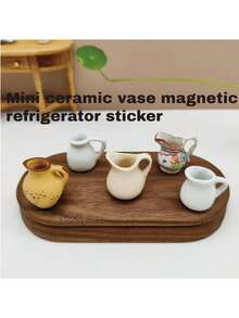 8PCS Mini Ceramic Vase Fridge Magnets Cute Plants Kitchen Decorative Refrigerator Accessories DIY Tiny Ceramic Vase Magnets For Fridge (8PCS-B) Father's Favorite Gift - View 5