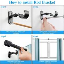 Curtain Rods For Windows 32 To 172 Inch, 3/4" Diameter Pole Adjustable Length Heavy Duty Metal Curtain Rod Set, For Outdoor Bedroom Kitchen Living Room, Drapery Rod With Cylindrical Finials, Black 1 Pack - Cylinder - View 10