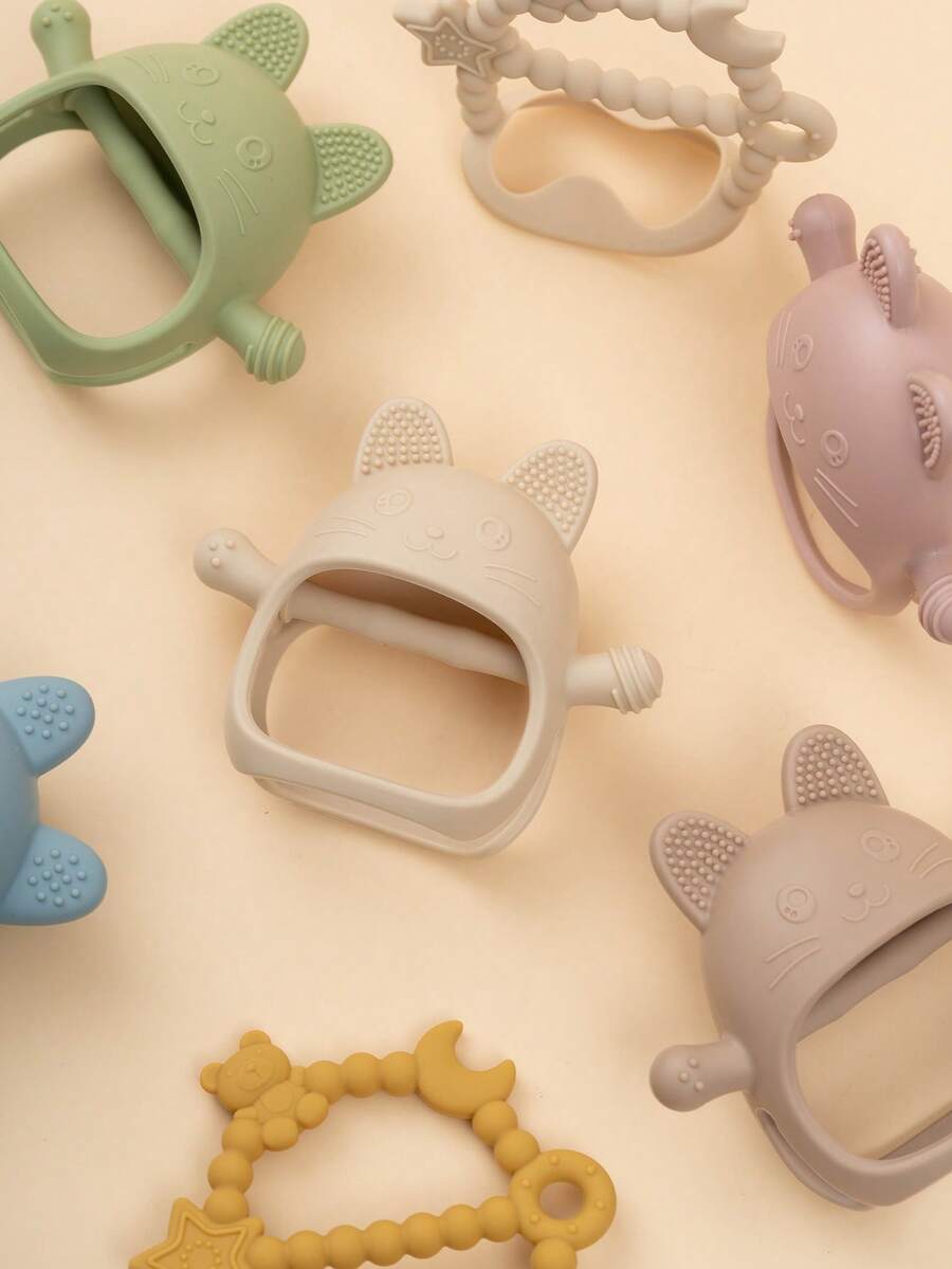 1pc Cute Silicone Baby Teether Wrist Teething Toy With Textured Massage Nubs Anti-Drop Infant Teether Baby Shower Gift For 0-12 Months Babies - 多色 - 查看 1