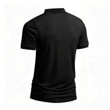 1pc Men's Plus Size Short Sleeve Polo Shirt, Black Casual Top, Soft And Comfortable Fabric, Suitable For Daily And Business Wear - Black - View 3