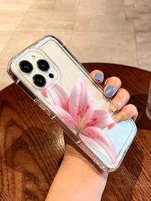 Pink Lily Fashion Transparent Shockproof Phone Case Compatible With Apple 16/14/15/15Pro/15Plus/15ProMax/12Pro/13Pro/14Pro/12ProMax/13ProMax/14ProMax/14Plus/16Pro/16Plus/16ProMax/17/17Pro/17Pro Max Birthday Gift, Vacation Gift - Clear - View 3