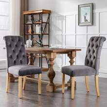 4 Piece Velvet Grey Dining Chairs Set With Oak Legs - Modern Style For Living Room, Reading Nook Or - 灰色 - 查看 3