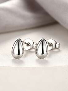 1 Pair Minimalist Stud Earrings, Women's Wedding Anniversary Accessory Gift - Silver - View 6