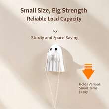 Cute Ghost Shaped Wall Hook No-Drill Adhesive Waterproof Coat Rack For Kitchen Bathroom Bedroom Entryway Space-Saving Storage Organizer Holder Hanger - View 3