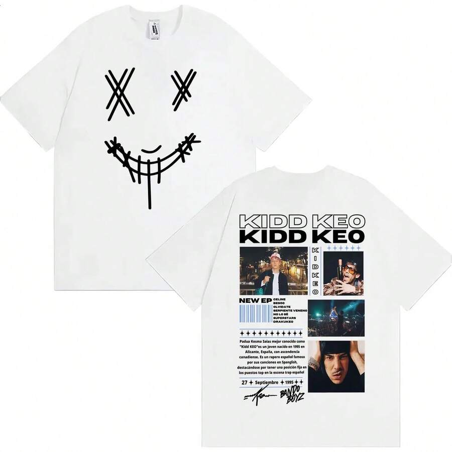 Rapper Kidd Keo Bando Boyz Tour Graphic T-Shirts Men's Clothing Fashion Vintage Gothic T-Shirt Casual Cotton T-Shirt High Quality - White - View 1