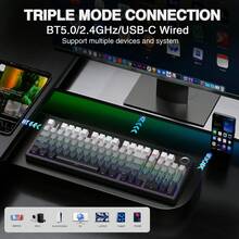 AULA F99 PRO 客製化機械鍵盤，附數字鍵盤與旋鈕，墊片結構，RGB 背光，熱插拔軸體，8000mAh 電池，有線/2.4G/藍牙連接，適合辦公與遊戲 - 查看 8