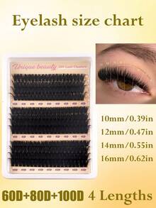 240pcs 30D+40D+50D/60D+80D+100D Mixed Plush Eyelash Extension Set, Individual Eyelash Extension Pieces For Length, Volume And Curl, 10-16mm Mixed Tray Lashes, Wedding Bridal Makeup Tools, Black Eyelash Extension Set, Large Capacity Personal Eyelash Extension Book, Suitable For Home Use, Black Single Cluster Lashes For Daily Makeup, Upgraded Gift Box Eyelash Clusters, Eyelash Clusters, Single Lashes, False Eyelashes - View 5