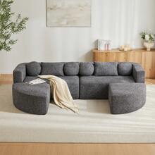 Modular Sofa With Sleeper Function, Cloud Couch, Chenille, Black - 黑色四座 - 查看 4