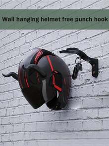 1PC Wall-Mounted Motorcycle Helmet Hook, Heavy-Duty Load-Bearing Electric Scooter Full Helmet Half Helmet Wall Hook, Built-In Small Hook For Keys, Motorcycle Helmet Storage Bracket - A - View 6