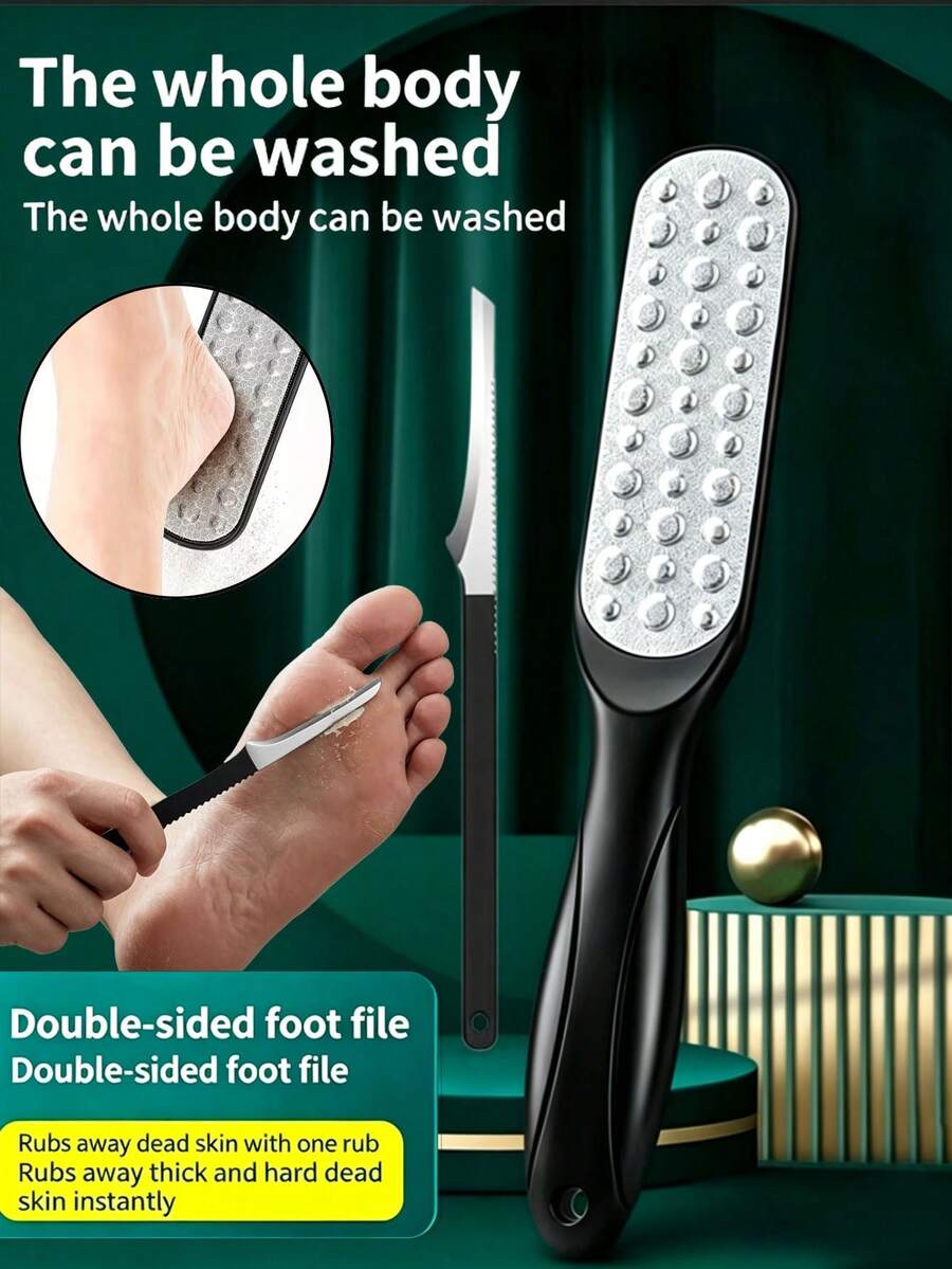 PYDESA 2pcs/4pcs/6pcs 2-In-1 Foot File Dead Skin Removal Set, Double-Sided Stainless Steel Foot Scraper Callus Remover, Washable Foot Care Tool, Suitable For Hard Skin, Cracked Heels, Dry Skin Exfoliation - Multicolor - View 1