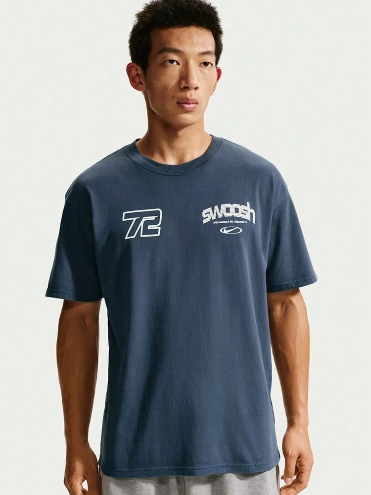 Nike Men's AS U NSW TEE LSE SPEED AND SPO Short Sleeve Knit Collarless T-Shirt TIM3778-437 - Dusty Blue - View 1