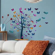 Beautiful Butterfly Tree Wall Decal, Self-Adhesive Removable PVC, Perfect For Your Living Room, Bedroom, Study, Home Decor, Living Space - Multicolor - View 6